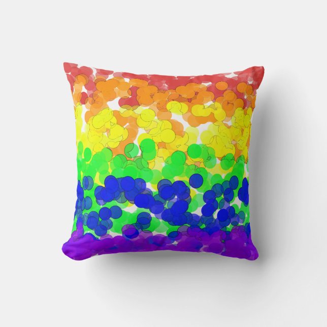 Coussin Drapeau gay pride Bokeh (Recto)