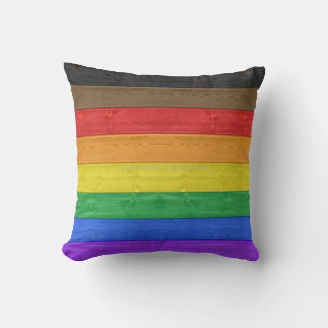 Coussin Drapeau gay pride inclusif SlipperyJoe ru texturé (Recto)