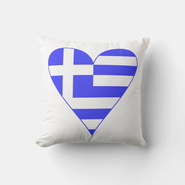 Coussin Drapeau grec cœur funky (Recto)