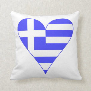 Coussin Drapeau grec cœur funky