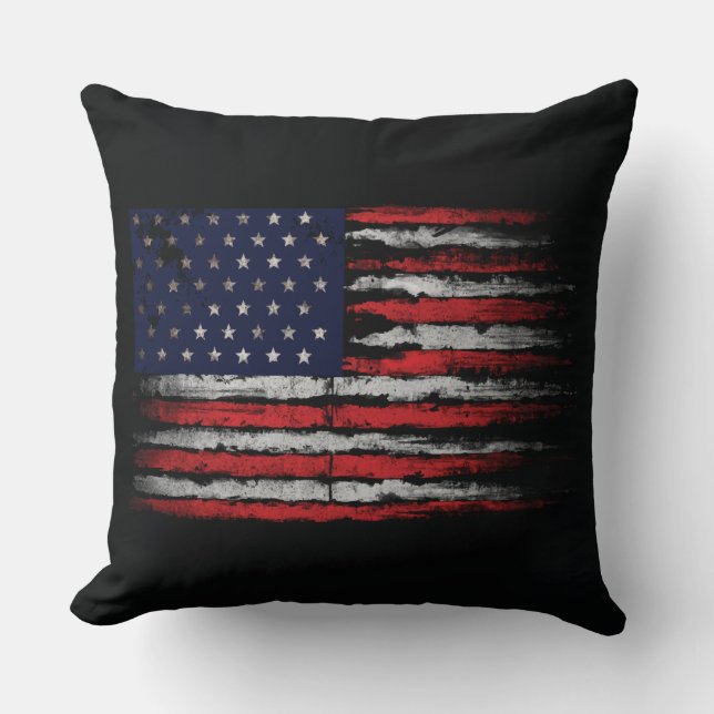 Coussin Drapeau Grunge U.S.A (Recto)