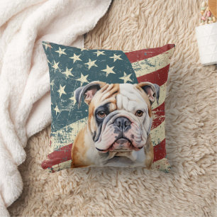 Coussin Drapeau Grunge USA Bulldog