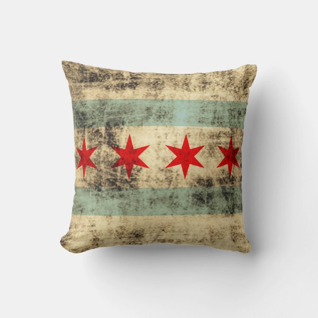 Coussin Drapeau grunge vintage de Chicago (Recto)