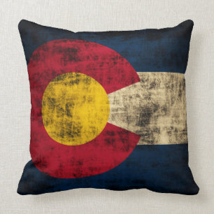 Coussin Drapeau grunge vintage du Colorado