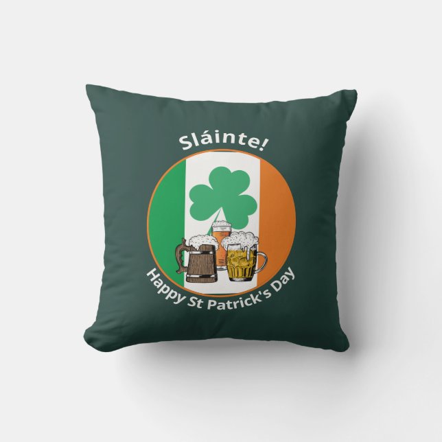 Coussin Drapeau irlandais Jour de la Saint Patrick (Recto)