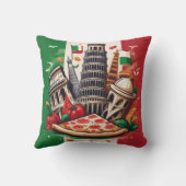 Coussin Drapeau italien, repères et design de pizza (Verso)