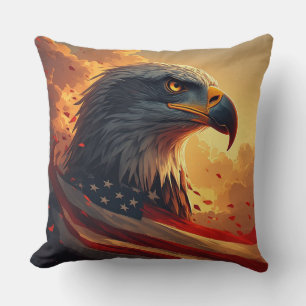 Coussin Drapeau Lumineux Aigle Patriotique Fierté USA