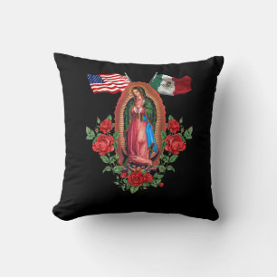 Coussin Drapeau Mexicain Américain Notre Dame Virgen De Gu
