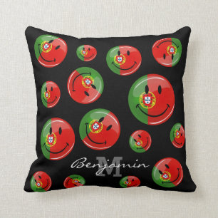 Coussin Drapeau portugais souriant