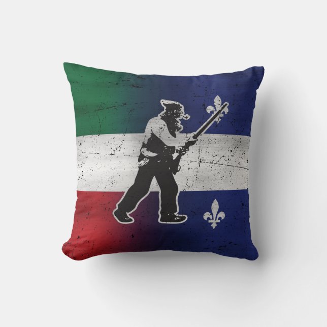Coussin Drapeau Québec et Patriote Henri Julien érodé (Recto)