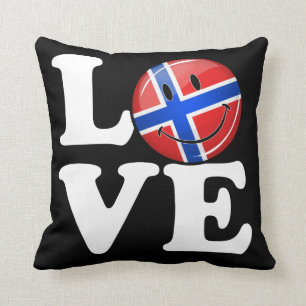 Coussin Drapeau souriant de l'amour de la Norvège