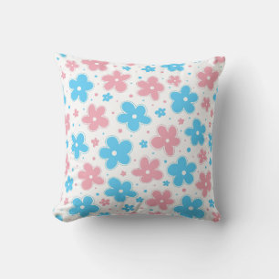 Coussin Drapeau Transgenre Fierté Fleurs Doodle Pastel