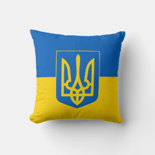 Coussin Drapeau ukrainien avec les armoiries