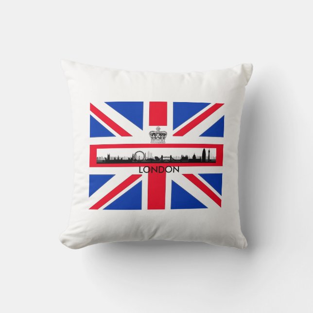 Coussin Drapeau Union Jack britannique London Eye Skyline (Recto)
