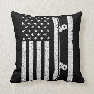 Coussin Drapeau US Skateboard Patriotique 4 juillet Funny