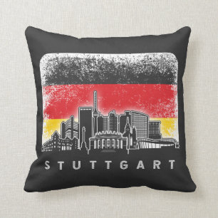 Coussin Drapeau Vintage allemand Stuttgart Allemagne Skyli