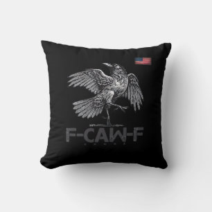 Coussin Drapeau vintage F-Caw-F Vache Oiseau Drôle USA Hum