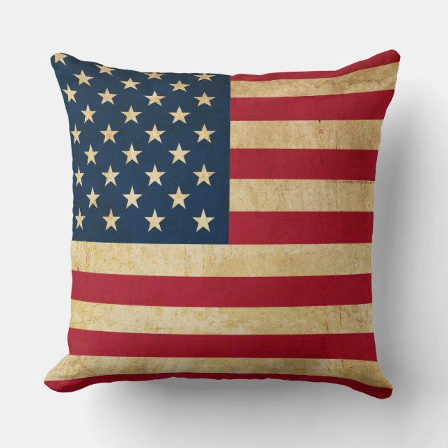 Coussin Drapeau vintage patriotique américain (Recto)