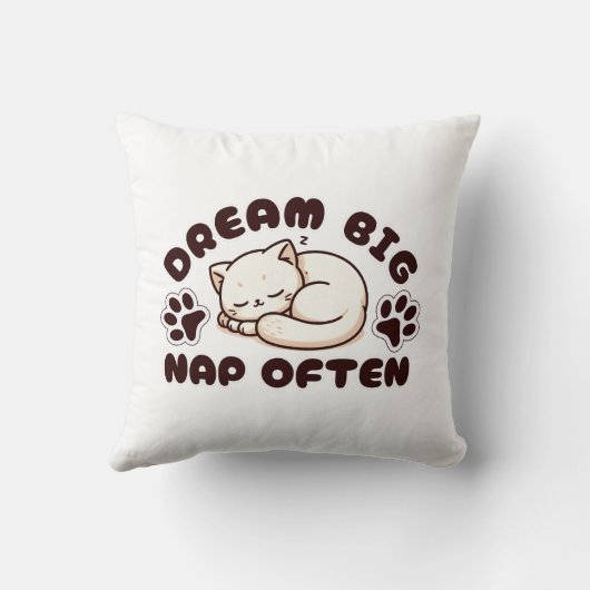 Coussin Dream Big Nap Souvent - Amoureux des chats mignon (Verso)