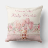 Coussin Dream Big rose Teddy Baby Girl Nursery (Recto)