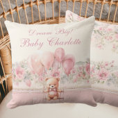 Coussin Dream Big rose Teddy Baby Girl Nursery