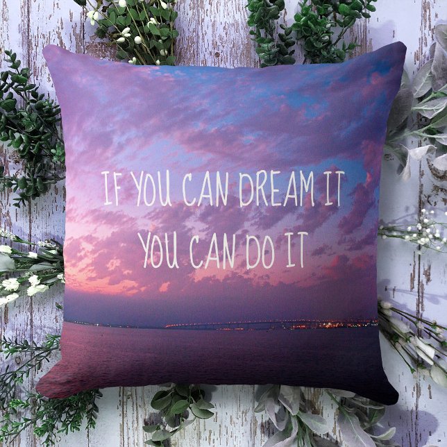 Coussin Dream It Do It Purple Ocean Sunset Photo (grande) (Créateur téléchargé)