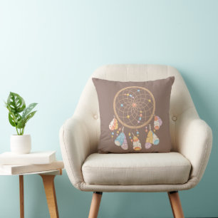 Coussin Dreamcatcher de Boho Tribal sur Brown