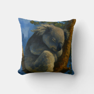 Coussin Dreaming in the Eucalyptus - Sleeping Koala Art