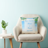 Coussin Dreamy Beach Wedding Enregistrer La Date (Chaise)