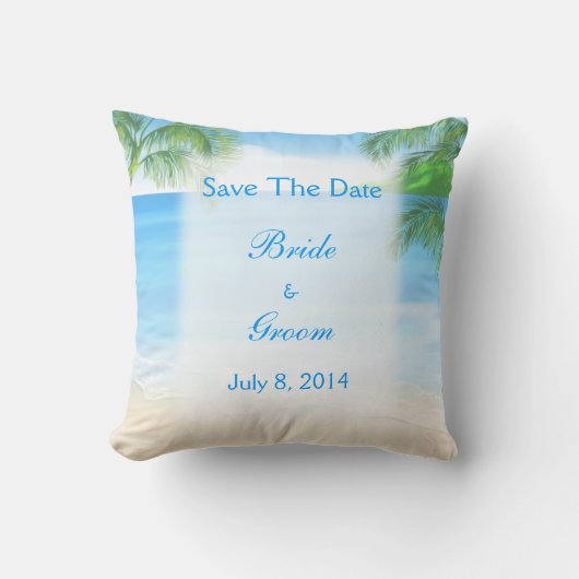 Coussin Dreamy Beach Wedding Enregistrer La Date (Recto)