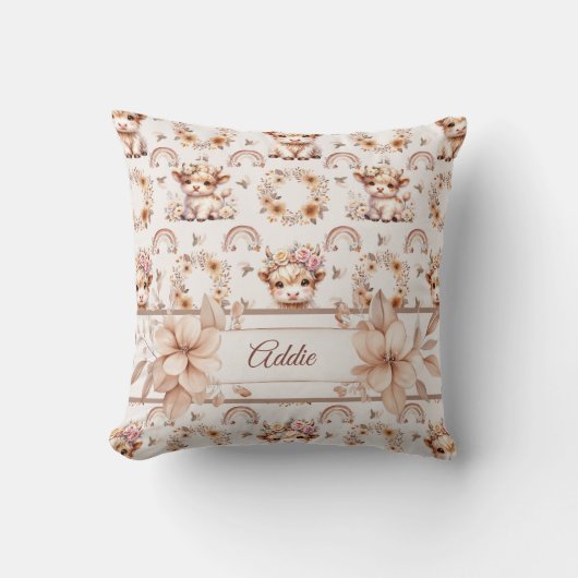 Coussin Dreamy Boho Highland Cow Nursery Thlow (Recto)