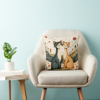 Coussin Dreamy Cats Throw Pillow