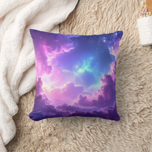 Coussin Dreamy cosmic background, soft nebula clouds in pu (Couverture)