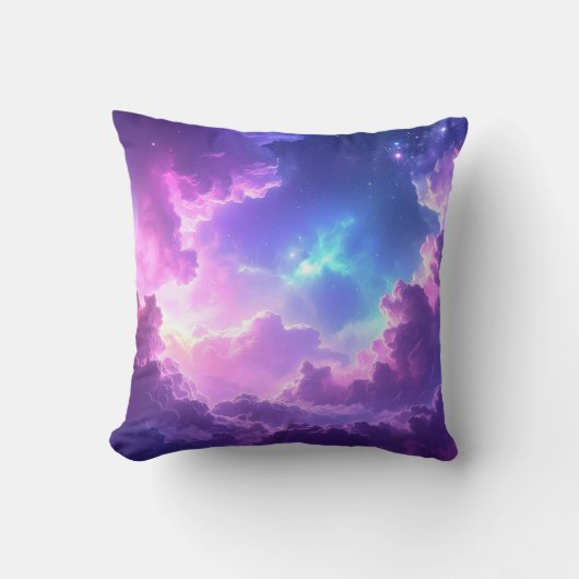 Coussin Dreamy cosmic background, soft nebula clouds in pu (Recto)
