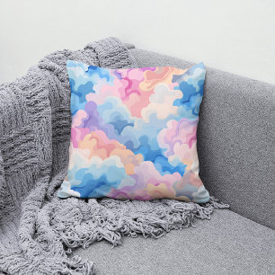 Coussin Dreamy Pastel Abstrait Cloud Motif en Aquarelle