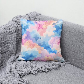 Coussin Dreamy Pastel Abstrait Cloud Motif en Aquarelle