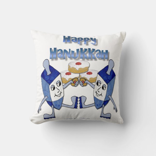 Coussin Dreidels de Hanoukka dansants et beignets de gelée (Recto)