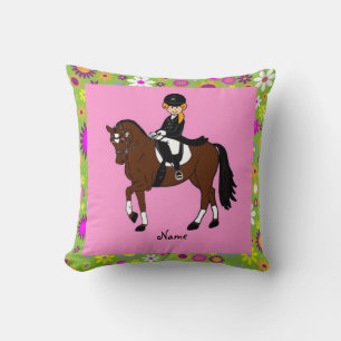 Coussin Dressage Horse et Rider caricature personnalisée