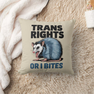 Coussin Droits des trans ou je mord Gay Drôle Fierté LGBTQ