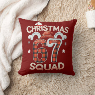 Coussin Drôle 67 Six Sept Mème Brainrot Équipe de Noël