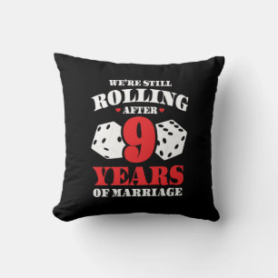 Coussin Drôle 9e Anniversaire de Mariage Couple Marié depu