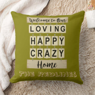 Coussin Drôle Amoureux Heureux Fou Maison Doré Olive