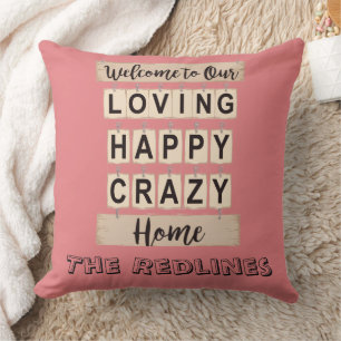 Coussin Drôle Amoureux Heureux Fou Maison Rose