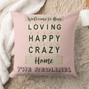 Coussin Drôle Amoureux Heureux Fou Maison Rose