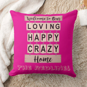 Coussin Drôle Amoureux Heureux Fou Maison Rose