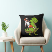 Coussin Drôle Anglais Bulldog équitation T-Rex Dinosaur (Chaise)