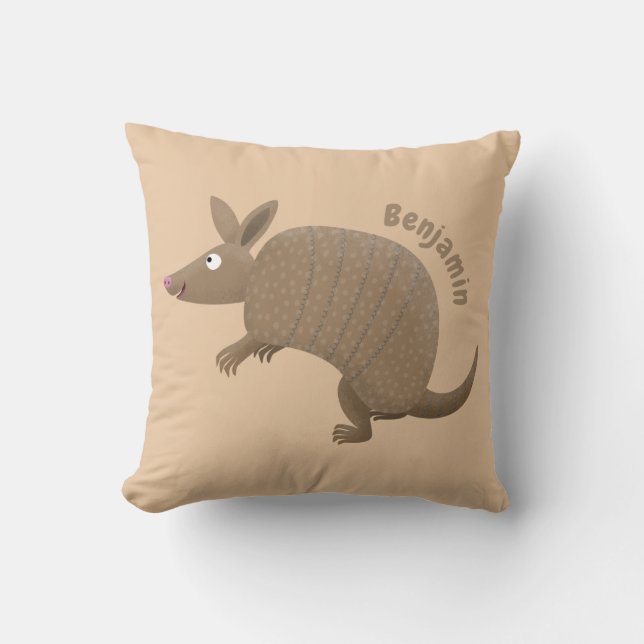 Coussin Drôle armadillo joyeux dessin animé (Recto)