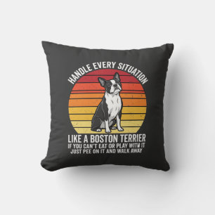 Coussin Drôle attitude de Boston Terrier Rétro