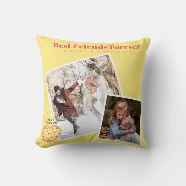 Coussin Drôle BFF PHOTO COLLAGE Cadeau Pizza Amis (Recto)
