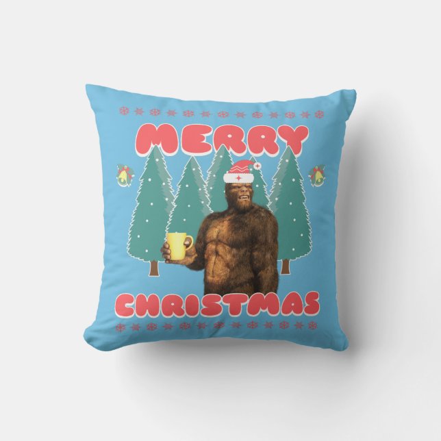 Coussin Drôle Bigfoot - Joyeux Noël (Recto)